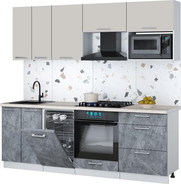 Кухонный гарнитур Интерлиния Мила Gloss 2.25-ПМ4 - фото