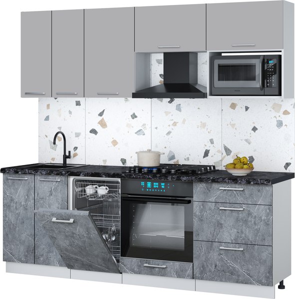 Кухонный гарнитур Интерлиния Мила Gloss 2.25-ПМ4 - фото