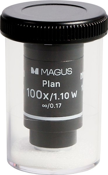 Объектив для микроскопа Magus 100PL60 W Plan 100x/1.10 ви/0.17 H60мм / 85069 - фото