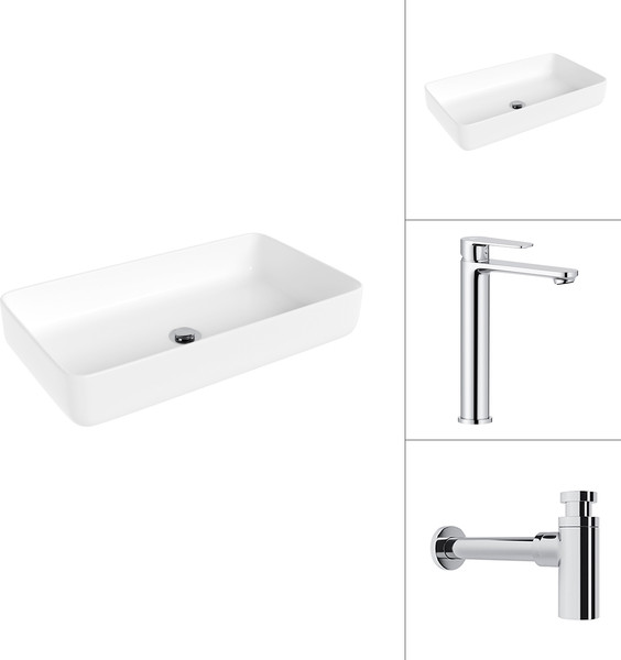 Умывальник со смесителем Lauter 21487-60 + Moon 21СK81691C с сифоном 21635CH - фото