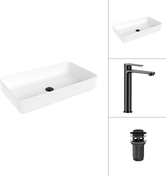 Умывальник со смесителем Lauter 21487-60 + Moon 21СК8691BS с донным клапаном 21190B - фото