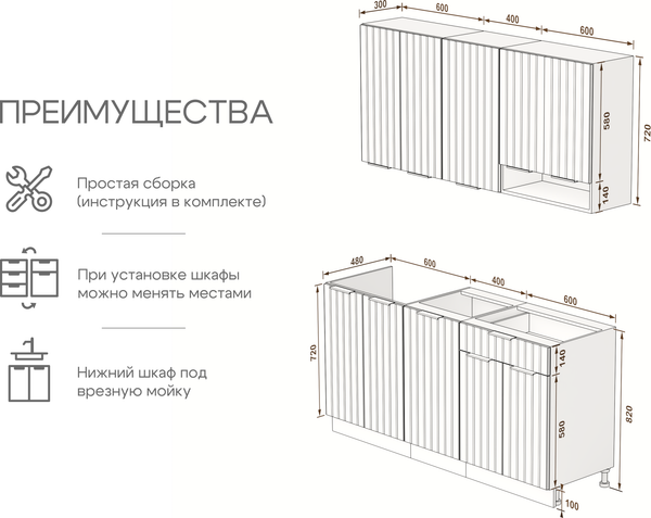 Кухонный гарнитур Arvento АНТА-плюс 1.6м