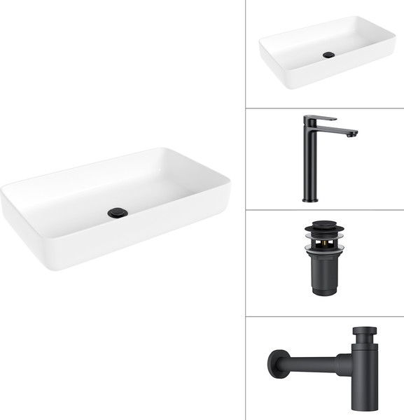 Умывальник со смесителем Lauter 21487-60 + Moon 21СК8691BS + сифон 21635B + дон.клапан 21190B - фото