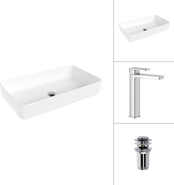 Умывальник со смесителем Lauter 21487-60 + Cascade 21СК0655C с донным клапаном 21190CH - фото