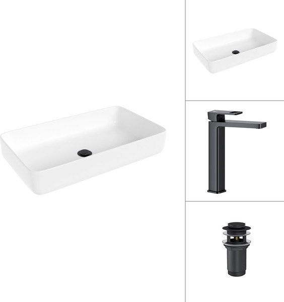 Умывальник со смесителем Lauter 21487-60 + Cascade 21СК0655BS с донным клапаном 21190B - фото