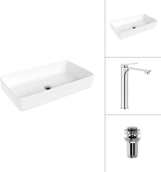 Умывальник со смесителем Lauter 21487-60 + Rio 21AM12672 с донным клапаном 21190CH - фото