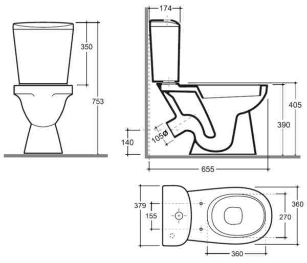 Унитаз напольный Керамин Лаго Инкоэр