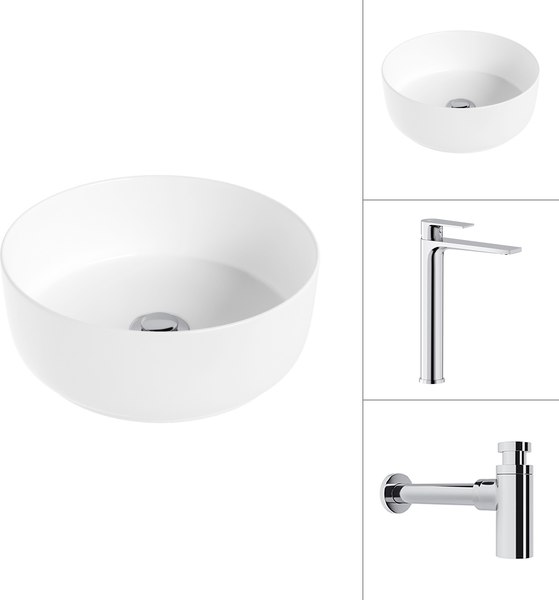 Умывальник со смесителем Lauter 21499-31 + Reef 21CK8678C с сифоном 21635CH - фото