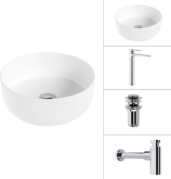 Умывальник со смесителем Lauter 21499-31 + Reef 21CK8678C + сифон 21635CH + дон.клапан 21190CH - фото