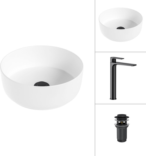 Умывальник со смесителем Lauter 21499-31 + Reef 21CK8678BS с донным клапаном 21190B - фото