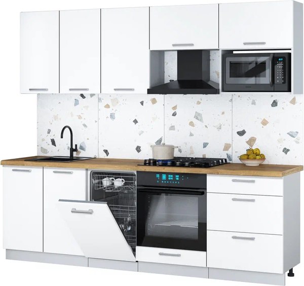 Кухонный гарнитур Интерлиния Мила Gloss 2.45-ПМ4 - фото