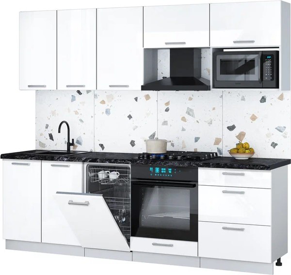 Кухонный гарнитур Интерлиния Мила Gloss 2.45-ПМ4 - фото