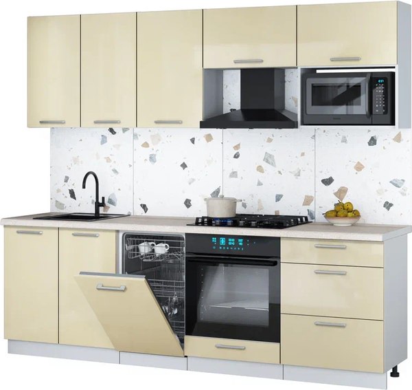 Кухонный гарнитур Интерлиния Мила Gloss 2.45-ПМ4 - фото