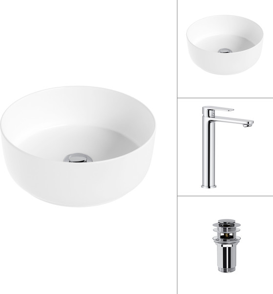 Умывальник со смесителем Lauter 21499-31 + Moon 21СK81691C с донным клапаном 21190CH - фото