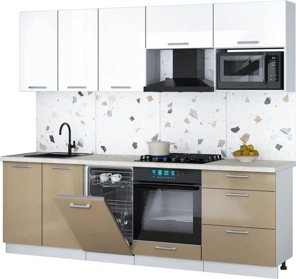 Кухонный гарнитур Интерлиния Мила Gloss 2.45-ПМ4 - фото