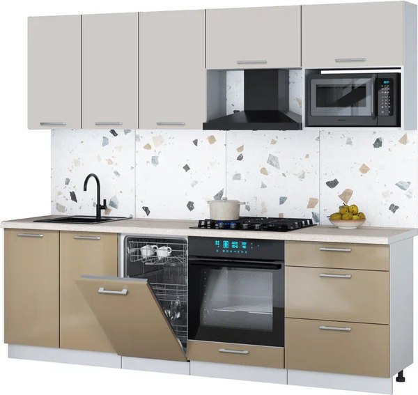 Кухонный гарнитур Интерлиния Мила Gloss 2.45-ПМ4 - фото