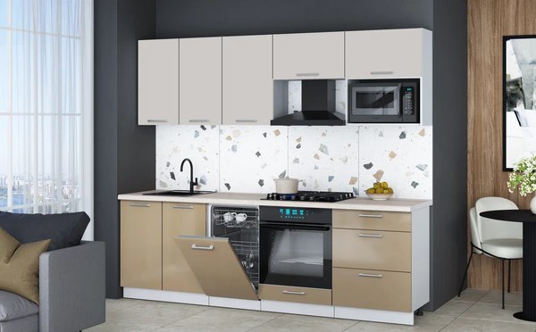 Кухонный гарнитур Интерлиния Мила Gloss 2.45-ПМ4