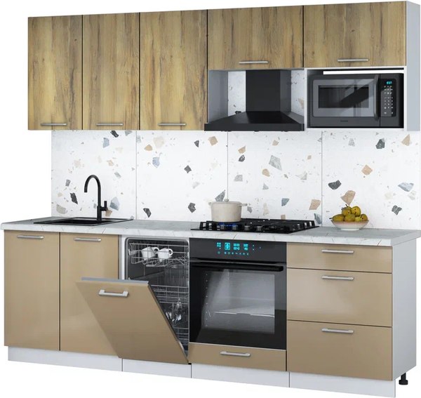 Кухонный гарнитур Интерлиния Мила Gloss 2.45-ПМ4 - фото