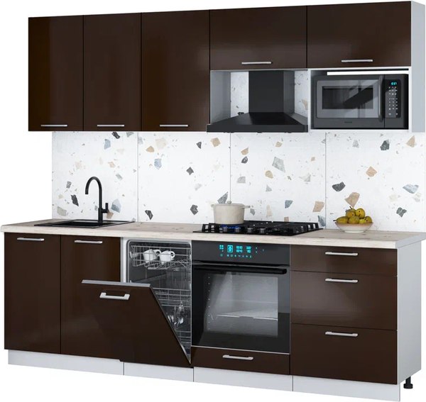 Кухонный гарнитур Интерлиния Мила Gloss 2.45-ПМ4 - фото