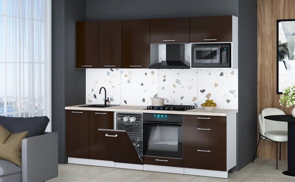 Кухонный гарнитур Интерлиния Мила Gloss 2.45-ПМ4