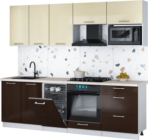 Кухонный гарнитур Интерлиния Мила Gloss 2.45-ПМ4 - фото
