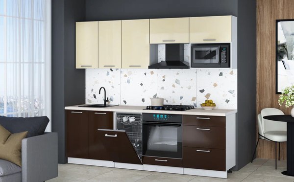 Кухонный гарнитур Интерлиния Мила Gloss 2.45-ПМ4