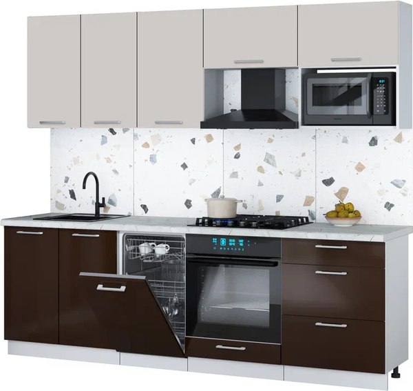 Кухонный гарнитур Интерлиния Мила Gloss 2.45-ПМ4 - фото