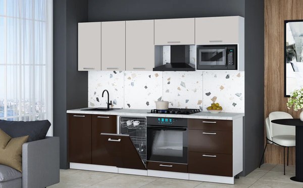 Кухонный гарнитур Интерлиния Мила Gloss 2.45-ПМ4