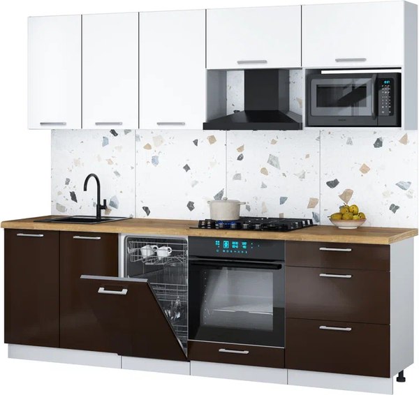 Кухонный гарнитур Интерлиния Мила Gloss 2.45-ПМ4 - фото