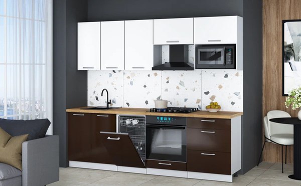 Кухонный гарнитур Интерлиния Мила Gloss 2.45-ПМ4