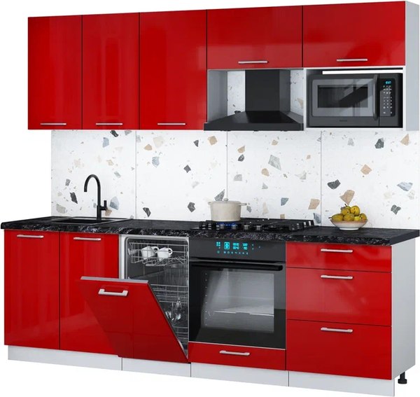 Кухонный гарнитур Интерлиния Мила Gloss 2.45-ПМ4 - фото