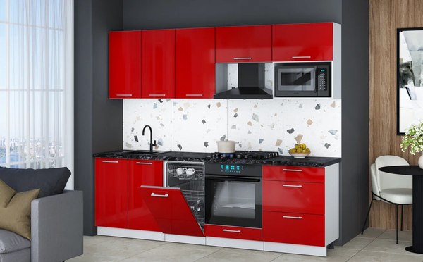 Кухонный гарнитур Интерлиния Мила Gloss 2.45-ПМ4