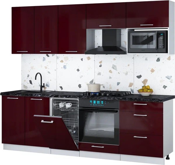 Кухонный гарнитур Интерлиния Мила Gloss 2.45-ПМ4 - фото