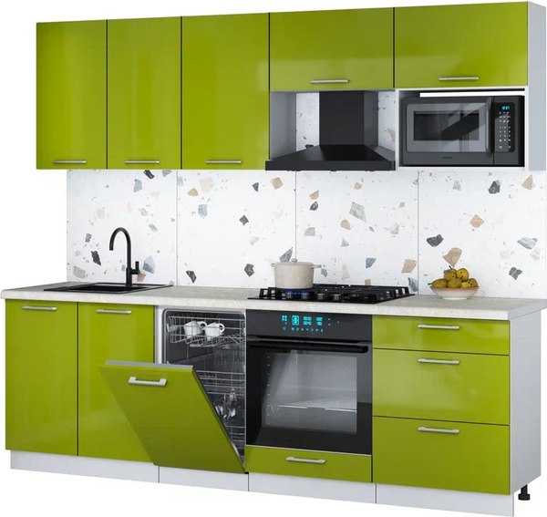 Кухонный гарнитур Интерлиния Мила Gloss 2.45-ПМ4 - фото