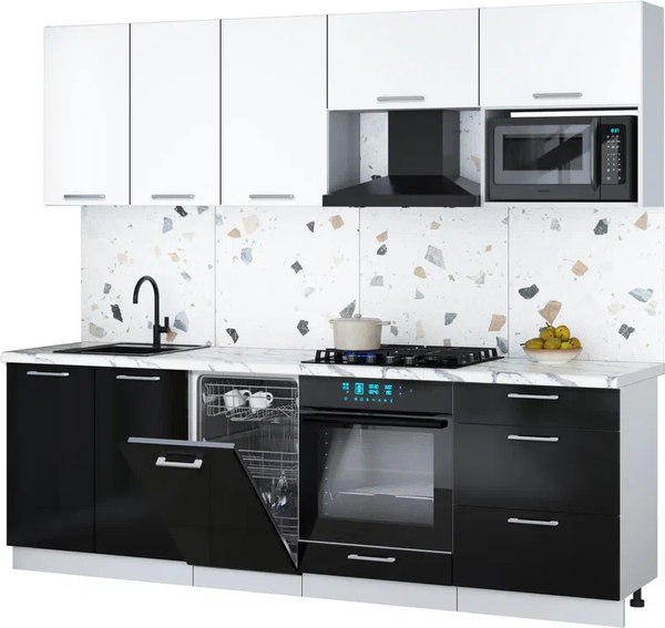 Кухонный гарнитур Интерлиния Мила Gloss 2.45-ПМ4 - фото