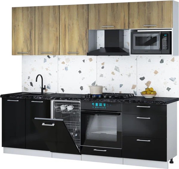 Кухонный гарнитур Интерлиния Мила Gloss 2.45-ПМ4 - фото