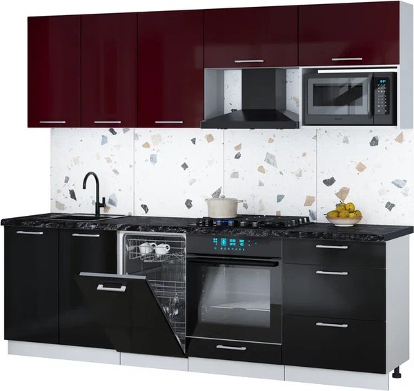 Кухонный гарнитур Интерлиния Мила Gloss 2.45-ПМ4 - фото