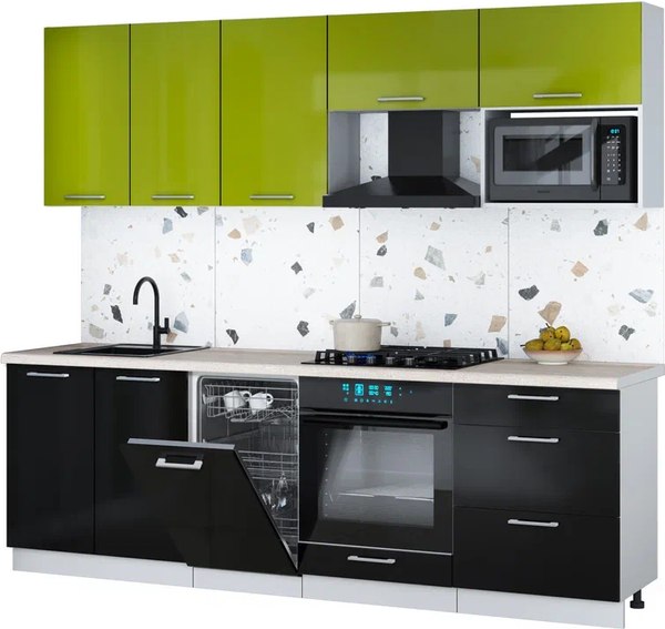 Кухонный гарнитур Интерлиния Мила Gloss 2.45-ПМ4 - фото