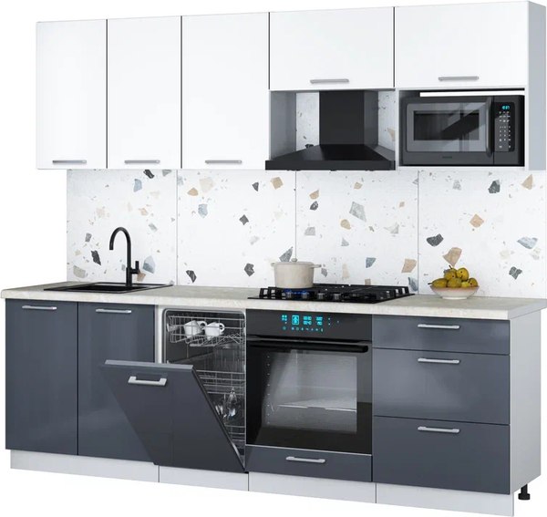 Кухонный гарнитур Интерлиния Мила Gloss 2.45-ПМ4 - фото