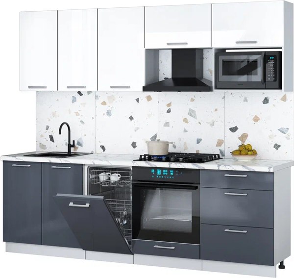 Кухонный гарнитур Интерлиния Мила Gloss 2.45-ПМ4 - фото