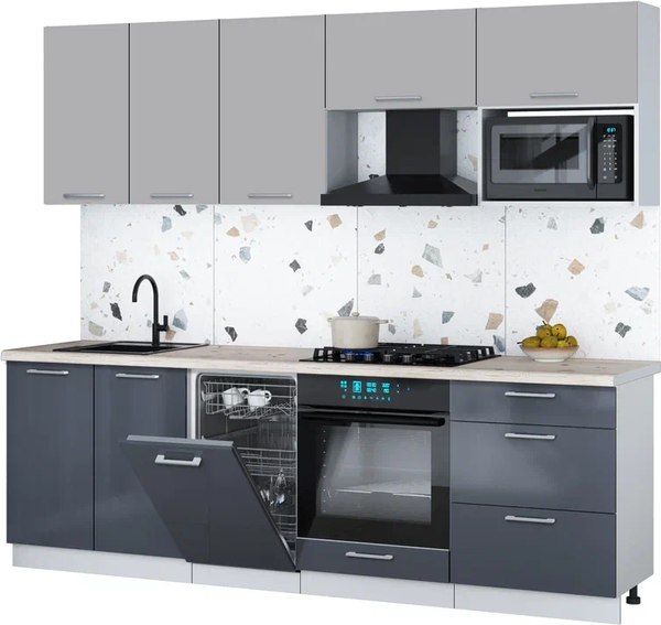 Кухонный гарнитур Интерлиния Мила Gloss 2.45-ПМ4 - фото