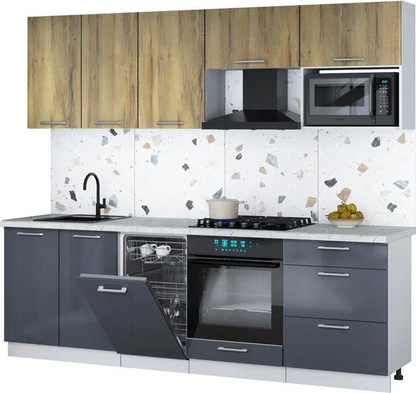 Кухонный гарнитур Интерлиния Мила Gloss 2.45-ПМ4 - фото