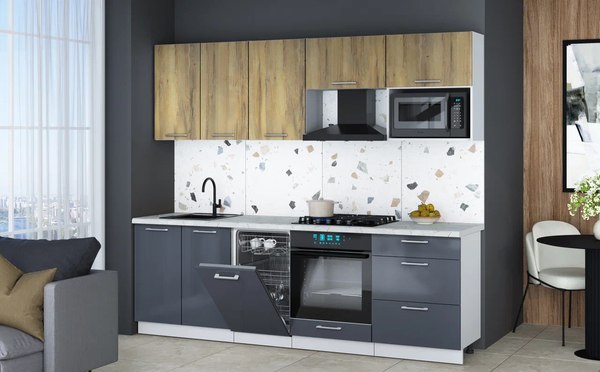 Кухонный гарнитур Интерлиния Мила Gloss 2.45-ПМ4