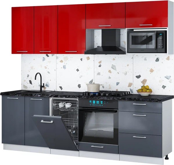 Кухонный гарнитур Интерлиния Мила Gloss 2.45-ПМ4 - фото