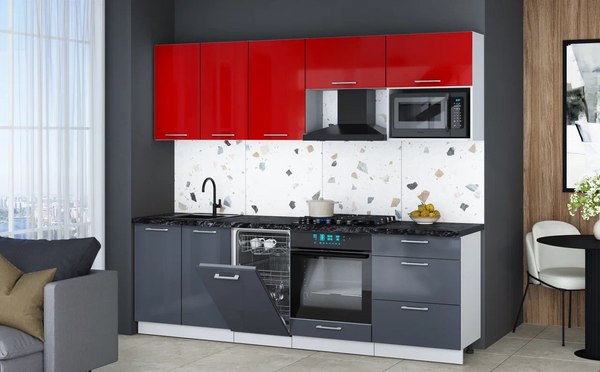 Кухонный гарнитур Интерлиния Мила Gloss 2.45-ПМ4