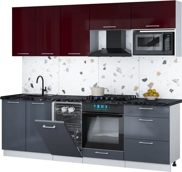 Кухонный гарнитур Интерлиния Мила Gloss 2.45-ПМ4 - фото