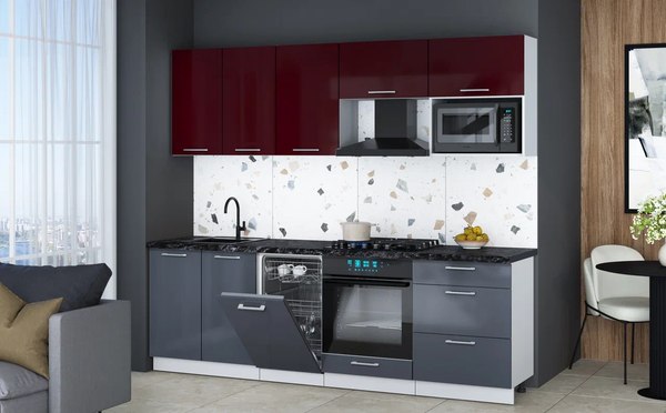 Кухонный гарнитур Интерлиния Мила Gloss 2.45-ПМ4