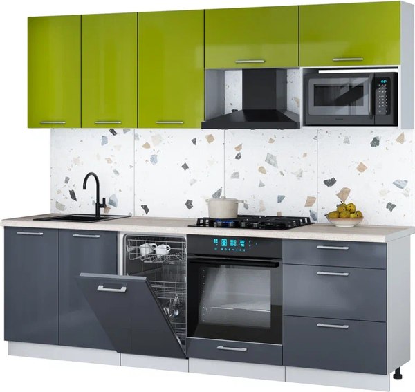 Кухонный гарнитур Интерлиния Мила Gloss 2.45-ПМ4 - фото