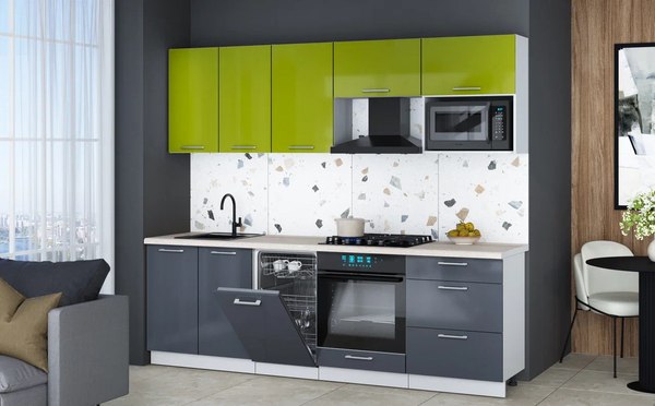 Кухонный гарнитур Интерлиния Мила Gloss 2.45-ПМ4