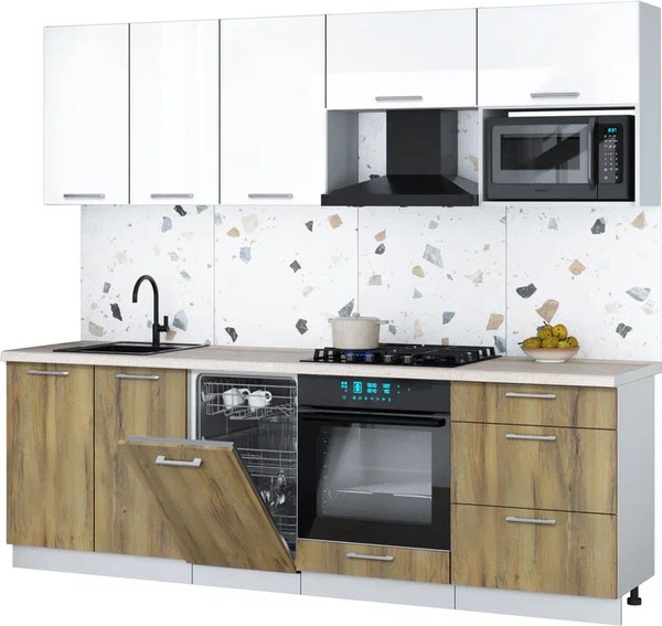 Кухонный гарнитур Интерлиния Мила Gloss 2.45-ПМ4 - фото
